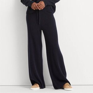 Polo Ralph Lauren navy washable cashmere wide leg ribbed sweatpants navy NWT